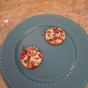 VINTAGE INSPIRED DECOUPAGED wooden dangle earrings Boho statement drop earrings